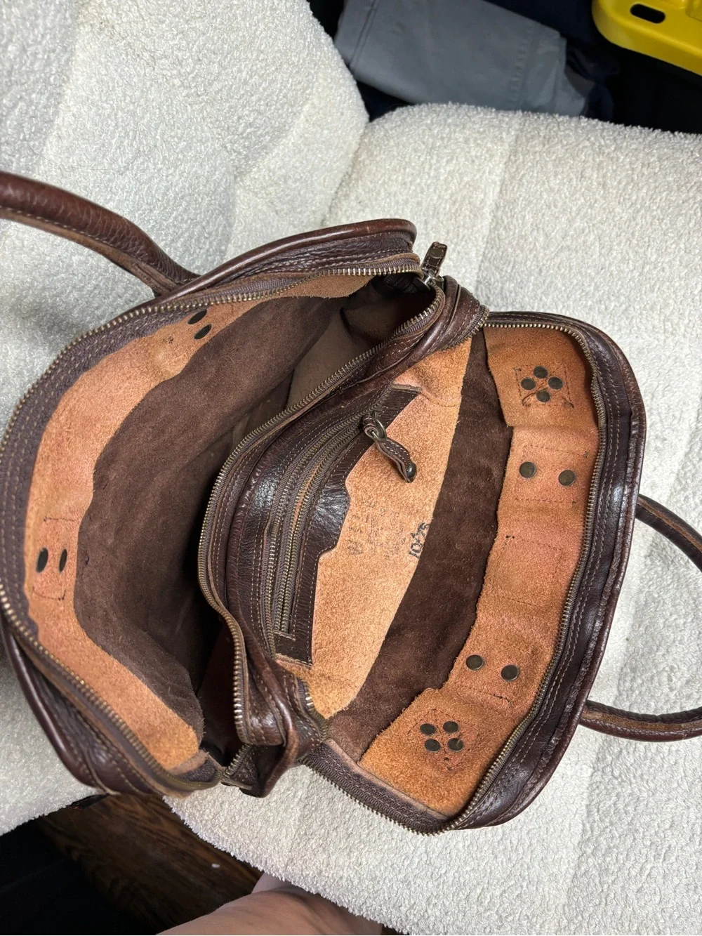 Will Leather Goods Vintage Leather Briefcase Messenger Bag Dark Brown